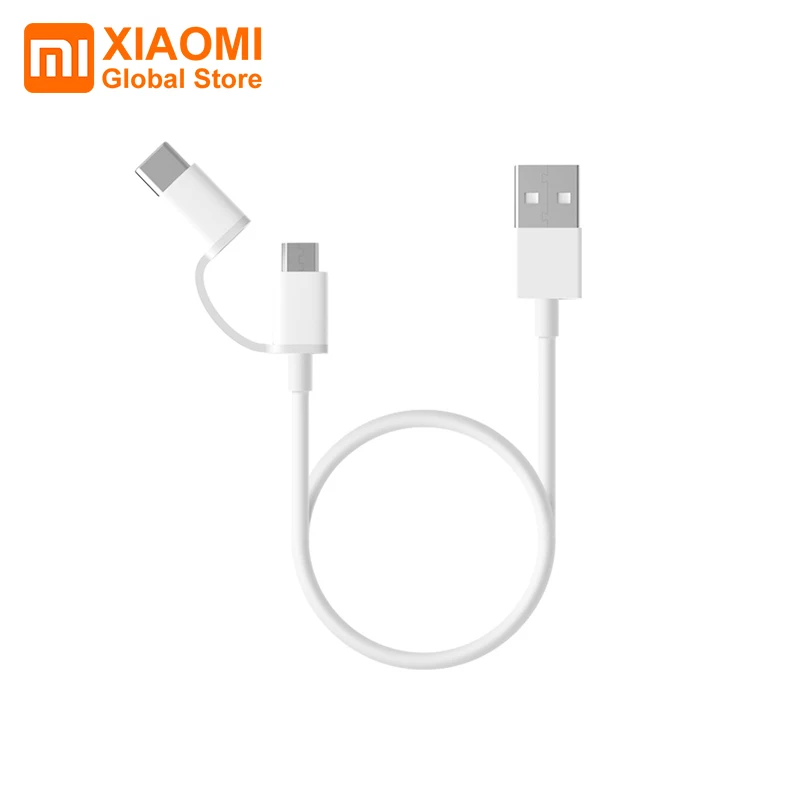 Xiaomi mi 2 в 1 USB кабель для передачи данных 100 см и 30 см кабель для передачи данных type-C mi cro USB кабель для быстрой зарядки