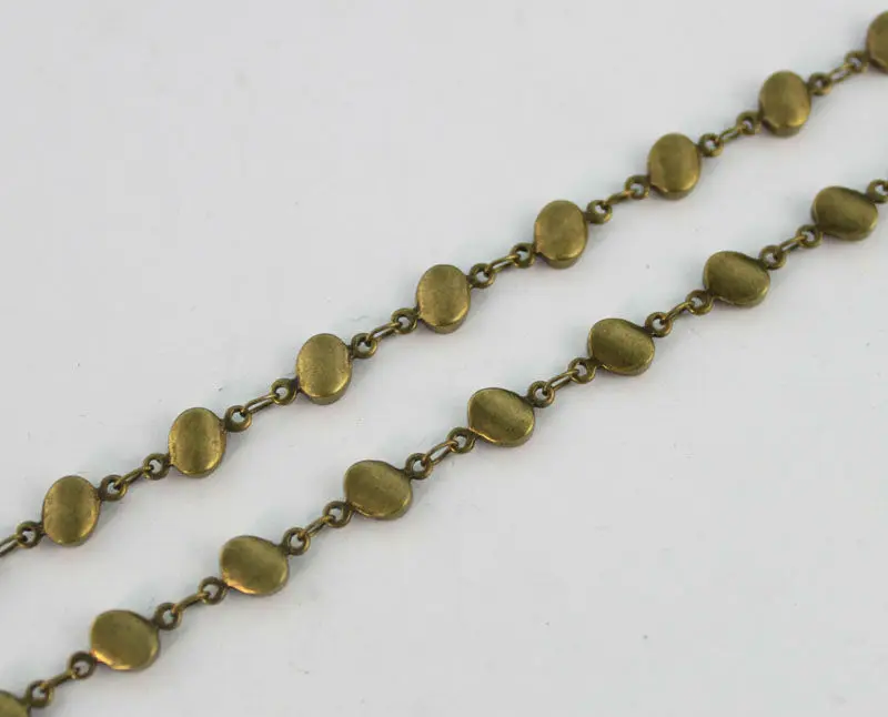 

FREE SHIPPING 1 Meter of Antiqued bronze flat disk link handmade chain #22906