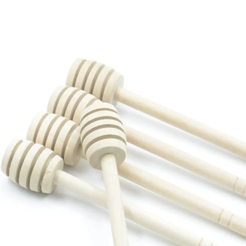 Wood Honey Spoon Dipper Stirring Stick Rod Spoon145mm Long Dip Drizzler Server Long Wooden Mini Bee Honey Dipper Stirrer KC1396 (3)