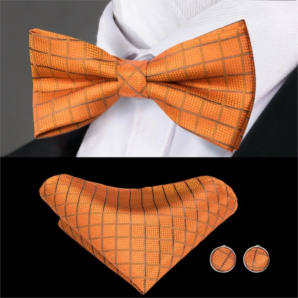 Hi-Tie бренд мужской галстук-бабочка модный синий Одноцветный шелковый галстук-бабочка платок запонки набор мужской свадебный галстук-бабочка noeud papillon homme LH-753 - Цвет: LH-781