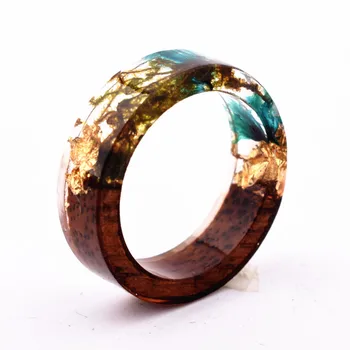 Handmade Flowers Wood Resin Ring25