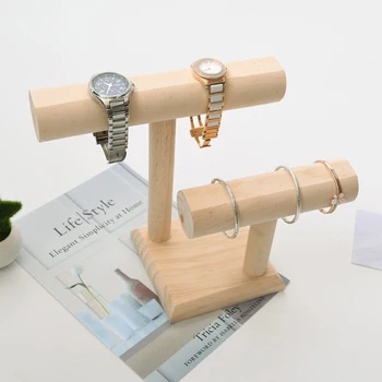 

T- Bar Wooden Jewelry Holder Stand Bangle Bracelet Watch Jewelry Holder Display for Various Jewelry Watch Bangle Bracelet