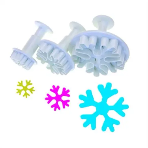 

3pcs/set Christmas White Snowflake Fondant Cake Decorating Mold Mould Cookie Plunger Frozen Cake Cutters