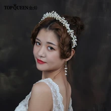 TOPQUEEN HP189 свадебная тиара ручной работы жемчугом свадебные аксессуары для волос; Свадебные тиара свадебный головной убор невесты украшения для волос