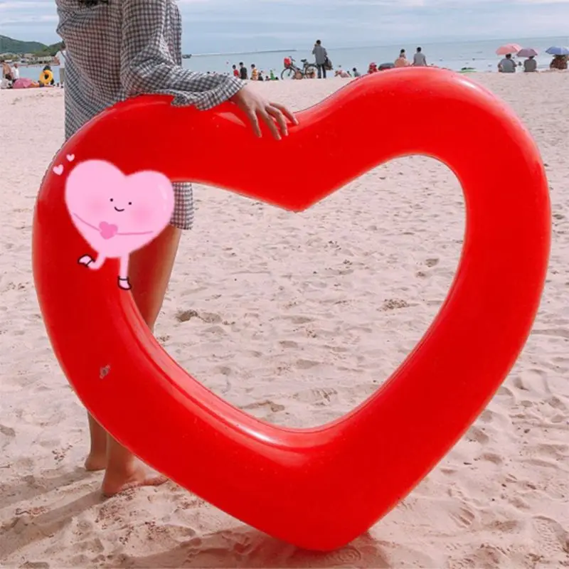 

Red Heart-Shape PVC Inflatable Swim Ring Floating Tools Swimming Pool Life Buoy