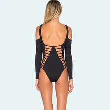 Сексуальный женский купальник с длинным рукавом и v-образным вырезом, купальный костюм с открытой спиной, цельный купальный костюм