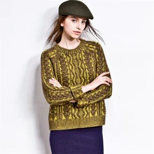Women Sweater O-Neck Ladies Cashmere Sweater Pullover Autumn and Winter Retro Twist Knit Cashmere Sweater Es1026