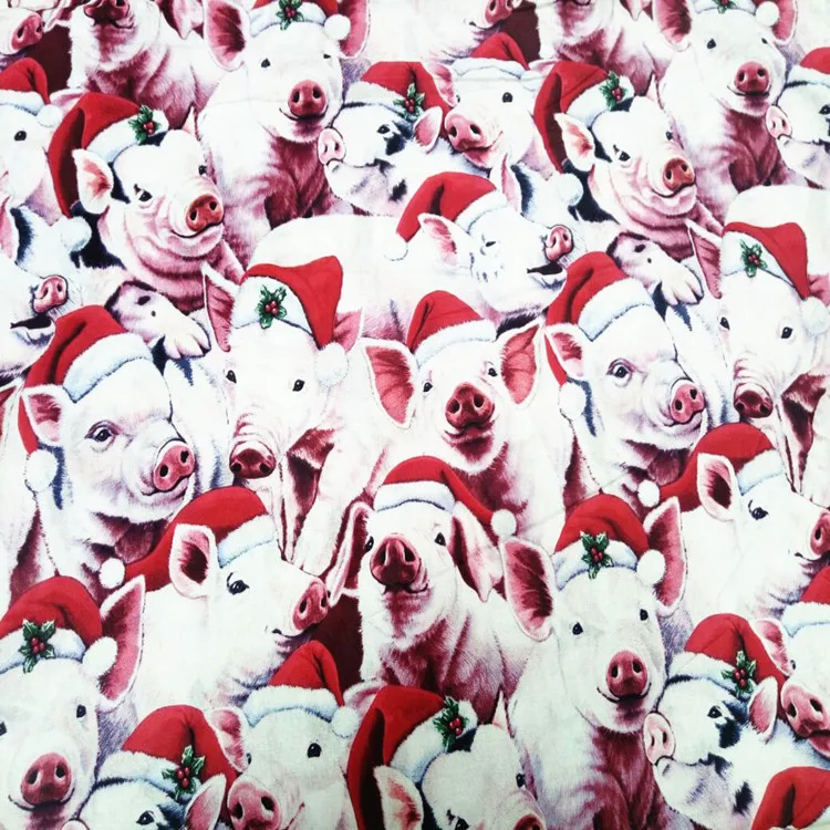 110*100cm Christmas pig Plain cotton fabric Sewing Fabric DIY Handmade