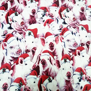 

110*100cm Christmas pig Plain cotton fabric Sewing Fabric DIY Handmade Material Hometextile Patchwork Bag