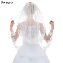 Favordear Новинка 2 T белая свадебная вуаль цвета слоновой кости veu de noiva кружевная кромка Локоть Длина Топ конец вуаль для невесты свадебная фата