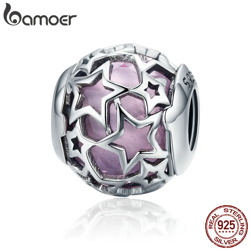 BAMOER BAMOER 100% 925 Sterling Silver Radiant Hearts, Opalescent Pink Crystal Beads Fit Charm Bracelets DIY Jewelry SCC510 BAMOER BAMOER 100% 925 Sterling Silver Radiant Hearts, Opalescent Pink Crystal Beads Fit Charm Bracelets DIY Jewelry SCC510