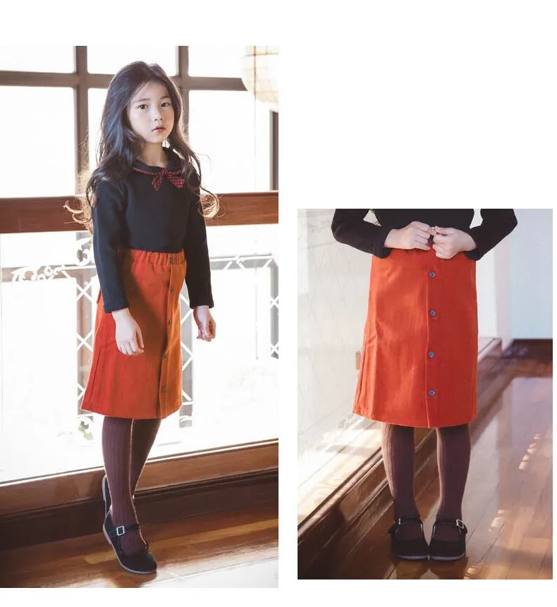 casual solid button kids skirts for girls cotton skirt clothes little big girls long skirts children clothing 2017 spring summer kids skirts clothes (14)