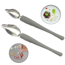 Chef decoração lápis antiderrapante acessórios desenhar ferramentas de aço inoxidável portátil mini molho pintura colher de café cozinha casa