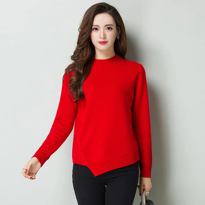 ^*Best Offers 3XL 100%Wool Brand Women Thicken Sweater Autumn Winter Solid Color Turtleneck Sweater Fashion Irregular Wild Bottoming Pullovers