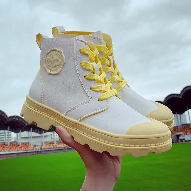 

Canvas Shoes Women Platform Vulcanized Shoes Flat Girls 2019 Autumn Lace Up Flats Woman Fashion High Top Sneakers Casual Shoe