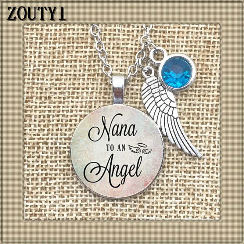 

2018/Memorial necklace charm, NANA angel, memory, lost baby, lost grandson, stillbirth, stray charm and birthstone.