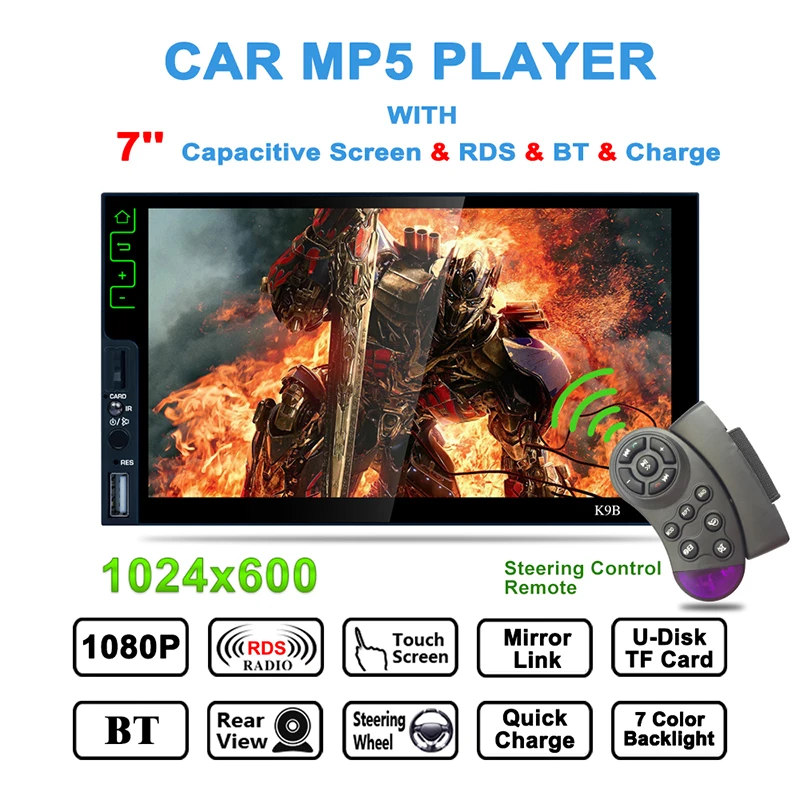 

MP5 Auto Media Player Double Dins USB Bluetooth Audio Car Radio Multimidia MP5 12V FM HD 7" Touch Screen Stereo Radio Player