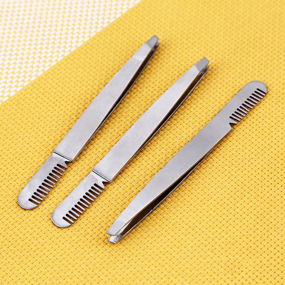 Face Hair Remover Makeup Eyelash Tools Stainless Steel Eyebrow Tweezers with Comb Accessories | Красота и здоровье
