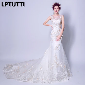 

LPTUTTI Embroidery Appliques New Vintage Princess Bridal Marriage Gown Bride Simple Party Events Long Luxury Wedding Dresses