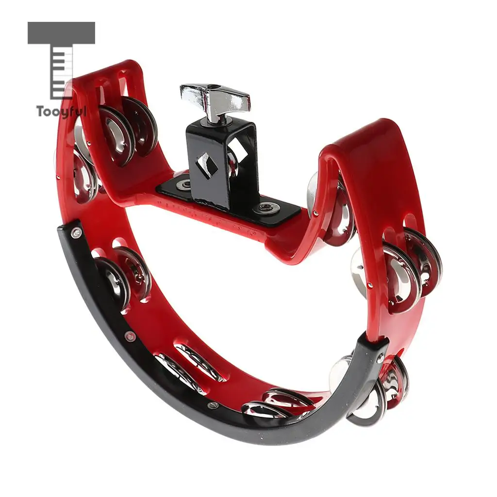 Tooyful Music Rattle Tambourine Handbell Shaker with 4 Pairs of Stainless Steel Jingles for Precussion Accompaniment 