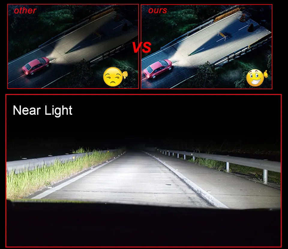Foxcnsun LED H4 Car Bulbs 6500K Auto H7 LED Headlight Fan-less Head Lamp SUV 50W CSP Chips H11 9005 9006 led H3 H1 Bulbs H15 H8 (7)