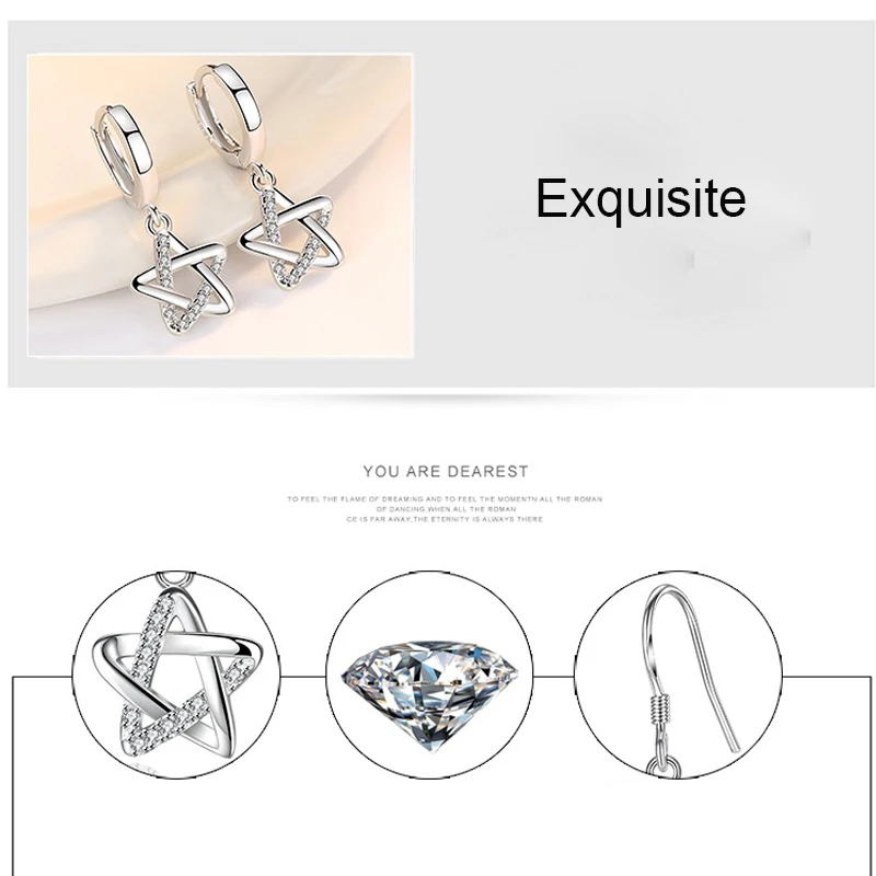 cubic zirconia five star earrings jewelry (4)