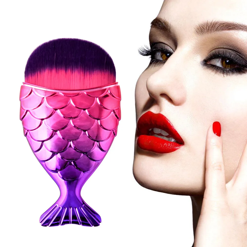 

2019 Fashion New 1PCS Fish Scale Makeup Brush Fishtail Bottom Brush Powder Blush Cosmetic Brush