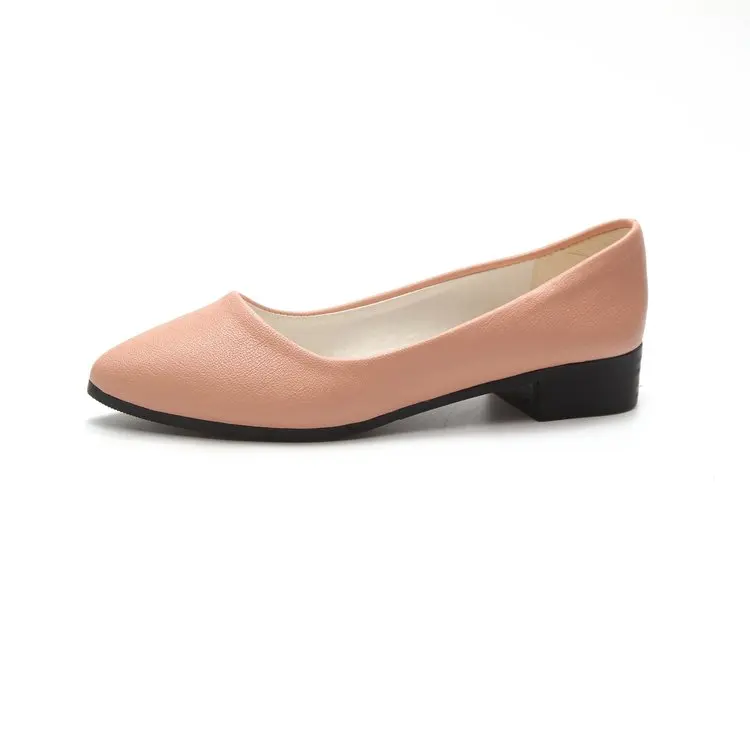 Весенне летняя обувь женская на низком каблуке Корейская туфли лодочки Pointe Red