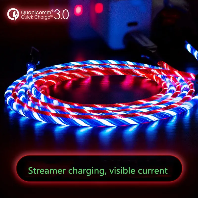 

DORWEE Micro USB Cable LED Flowing Visible Light Up Luminescent Smart Charge and Sync USB Cable for Samsung Moblie phone cables