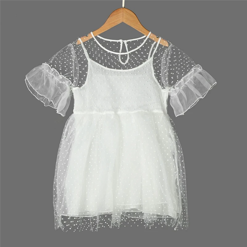 2019 Princess Elegant Dress For Girl Wedding Children Infant Kid Girls Solid Dot Net Yarn Casual Princess Dress Clothes V3$ (11)