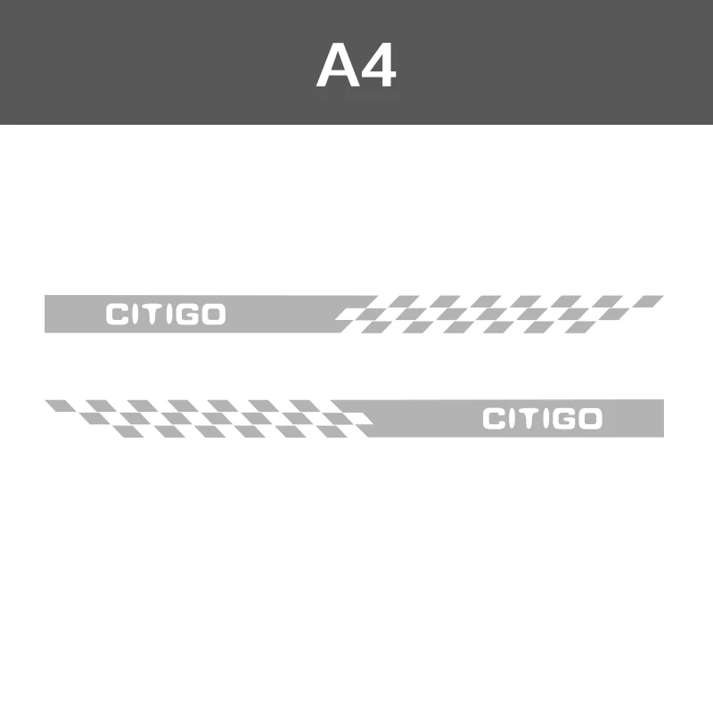 2 шт. CITIGO виниловая наклейка на автомобиль боковые полосы стикер на автомобильную юбку Авто Переводные картинки тело графика для Skoda CITIGO - Название цвета: Silver Grey