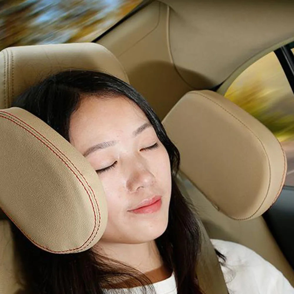 Выдвижная детская регулируемая подушка для взрослых, подголовник для сиденья автомобиля из искусственной кожи, подушка для шеи с боковым сном, мягкая Противоударная подушка для автомобиля