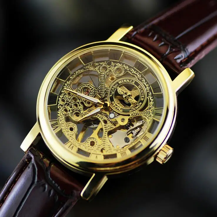 

2016 Brand Luxury Fashion Casual Stainless Steel Men Mechanical Watch Skeleton Hand Wind Watch For Men Dress Wristwatch LZ105