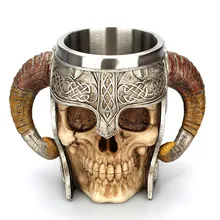 1pcs Stainless Steel Skull Mug Viking Ram Horned Pit Lord Warrior Beer Stein Tankard Coffee Mug Tea Cup Halloween Bar Drinkware 1pcs Stainless Steel Skull Mug Viking Ram Horned Pit Lord Warrior Beer Stein Tankard Coffee Mug Tea Cup Halloween Bar Drinkware
