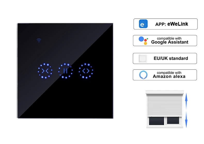 EWelink Wifi сенсорный занавес настенный переключатель Голосовое управление от Alexa/Google home для умного дома