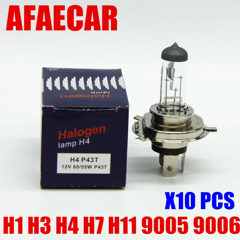 AFAECAR 10pcs 4300K H7 H4 H11 9005 9006 car halogen bulb headlight H1 H3 auto fog