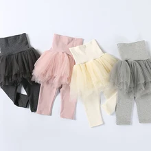 Осенние хлопковые брюки для девочек Одежда для маленьких девочек возрастом от 5 до слоя Тюлевая юбка обтягивающие леггинсы для детей ясельного возраста бальное платье Вечерние детские леггинсы Костюмы