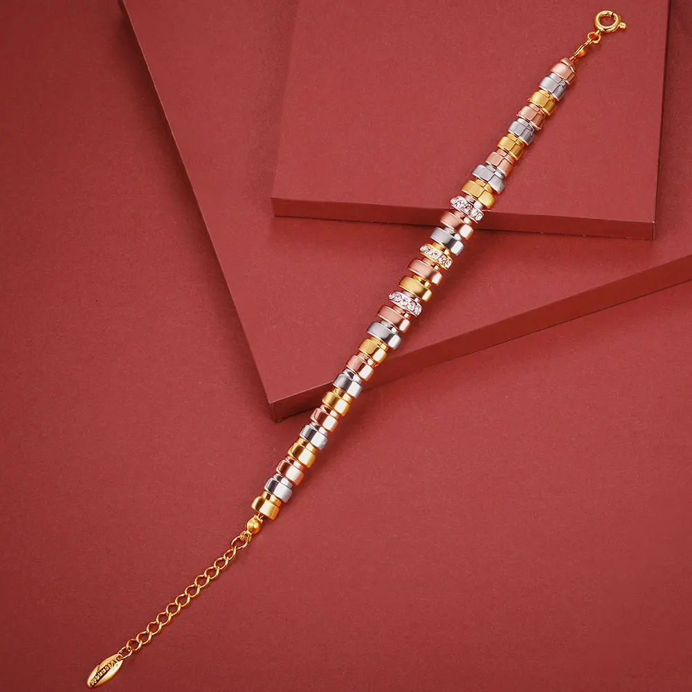Viennois New Gold & Silver & Rose Gold Color Bracelets For Women Rhinestone Mixed Color Metallic Chain Bracelets & Bangles