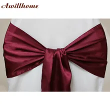 200 шт. винного цвета сатин стул пояса для свадеб Атлас банкетные Свадебные бантом
