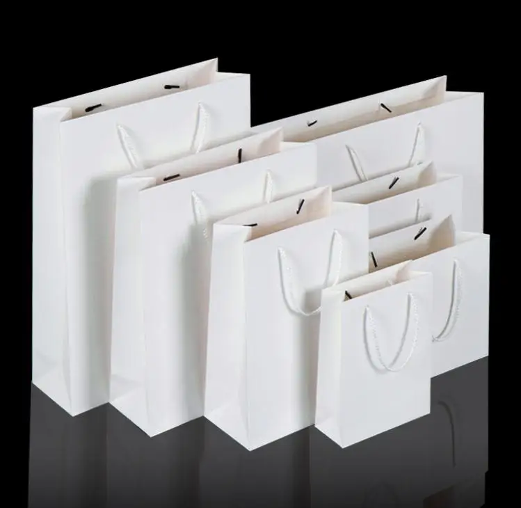 200pcs/lot White kraft paper bag with handle Wedding Party Favor Paper