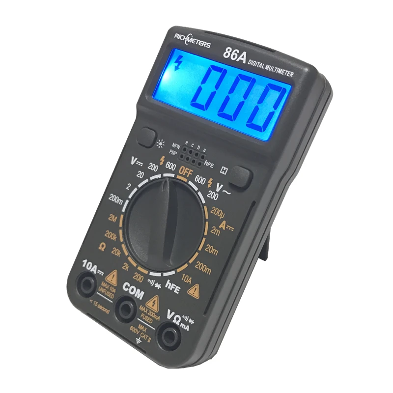 

86A Pocket Size Mini Digital Multimeter HFE Backlight AC/DC Ammeter Voltmeter Ohm Electrical Tester Portable 1999 counts Meter