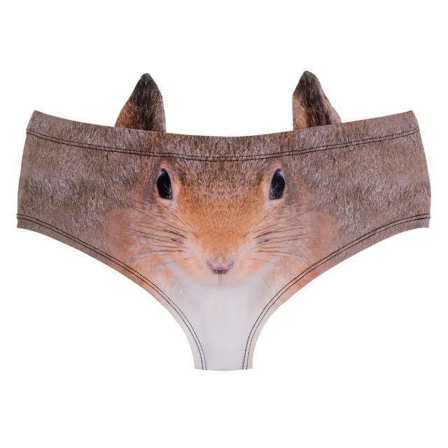 New 3D Animal Print Cute Womens Underwear Briefs with Pig Cat Fox Wolf  Squirrel Racoon Llama Owl Husky Ears Sexy Lady Panties