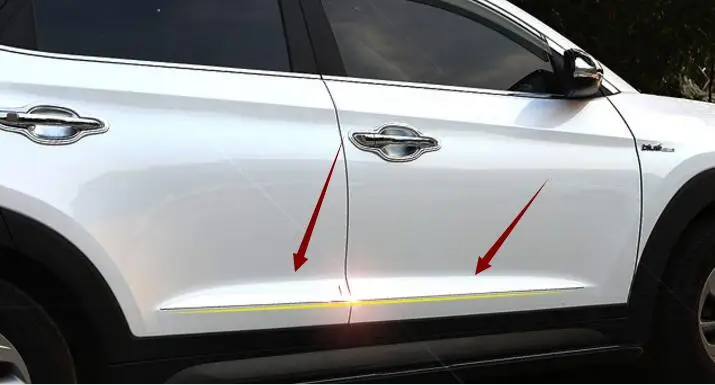 high quality Stainless Steel Car Body Scuff Strip Door Side Protective Molding Trim Cover For 2015 2016 Hyundai Tucson | Автомобили и