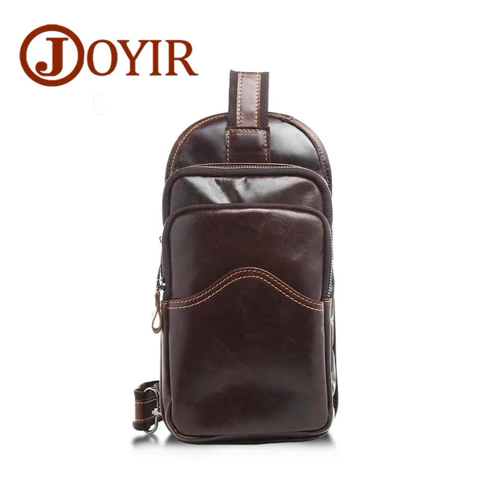

JOYIR Chest Pack Single Shoulder Strap Genuine Leather Mens Crossbody Shoulder Bags Male Messenger Bag Fashion Men's Chest Bags