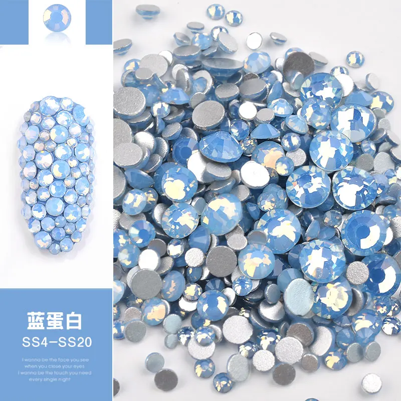 Дизайн ногтей Стразы Снежный белок кристалл алмаз плоский battom Стекло дрель аксессуары из цирконов 3D Алмазы для ногтей MZ128 - Цвет: 02
