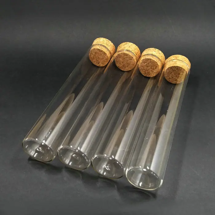20pcs/pack 18x180mm Transparent Flat Glass Test Tube With Cork Lab