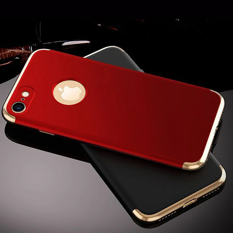 Luxury Phone Case For iPhone 6s 6 Plus 7 Eectroplating Three-stage Hard Plastic Cover iphone Fundas |