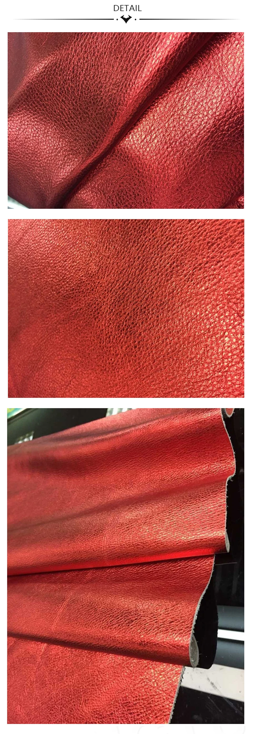 Красный металлик коровья кожа Материал личи шаблон для мебели/обуви/дивана
