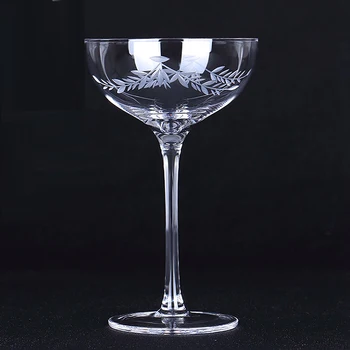 

Japanese-style Lead-free crystal wine glass Wide-mouth cocktail glass goblet crystal carved champagne glasses Margaret Cup