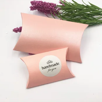 

50Pcs/Lot 2 Sizes Romantic Pink Pillow Box Paperboard For Adornment Engagement Souvenir Chocolate Gift Pouch Packing Storage Box